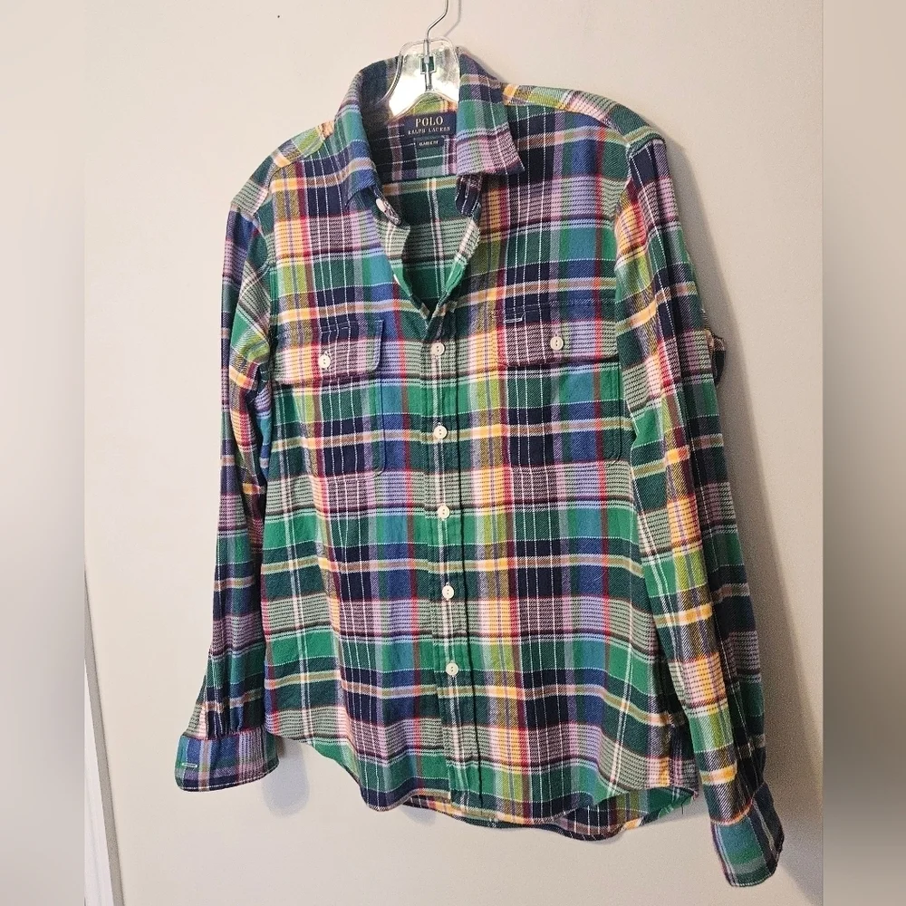 Polo Ralph Lauren Men's Classic Fit Flannel PlaidWorkshirt Heavy Cotton Medium